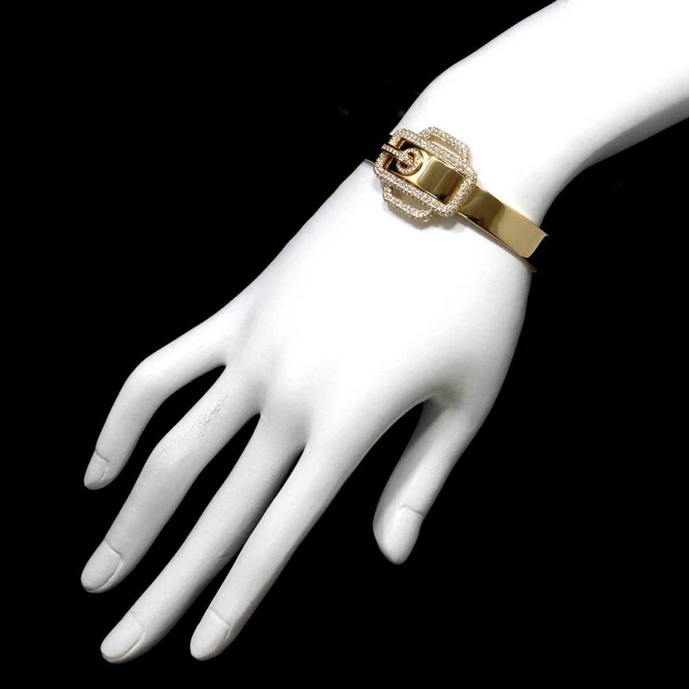 HERMES Suntulle Diamond 1.59ct Bracelet 16cm K18 YG Yellow Gold 750 Bangle - Picture 8 of 9